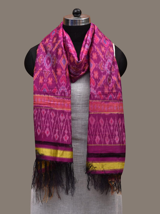 Purple Pochampally Ikat Cotton Silk Handloom Dupatta with Grill Design ds2775