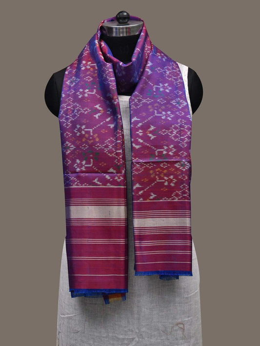 Purple Pochampally Ikat Silk Handloom Dupatta with Grill Design ds2462