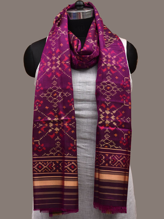 Purple Pochampally Ikat Silk Handloom Dupatta with Grill Design ds2665