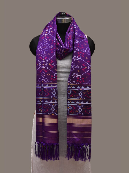 Purple Pochampally Ikat Silk Handloom Dupatta with Grill Design ds2721
