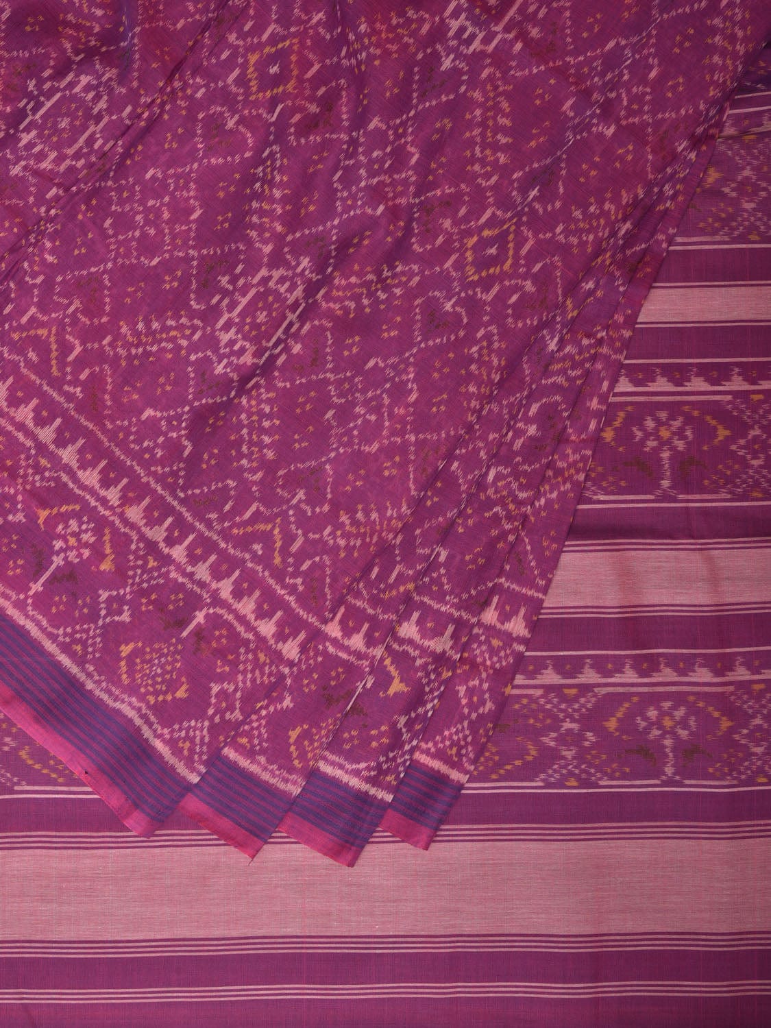 Purple Pochampally Single Ikat Cotton Handloom Saree with Grill Design i0743