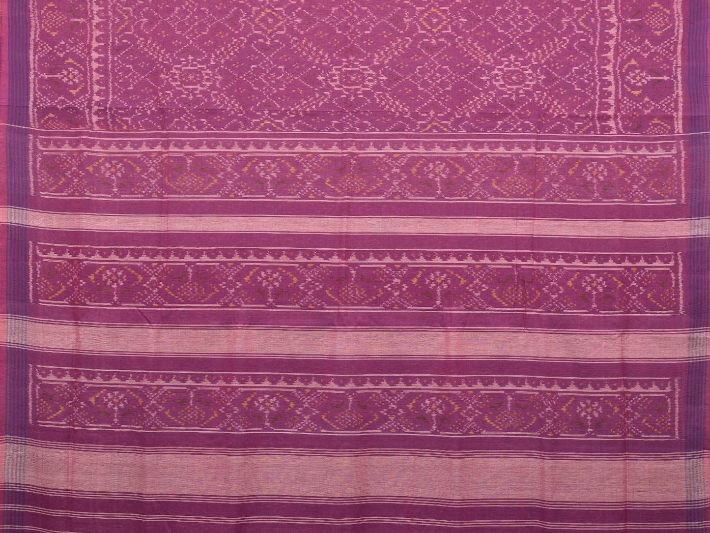 Purple Pochampally Single Ikat Cotton Handloom Saree with Grill Design i0743