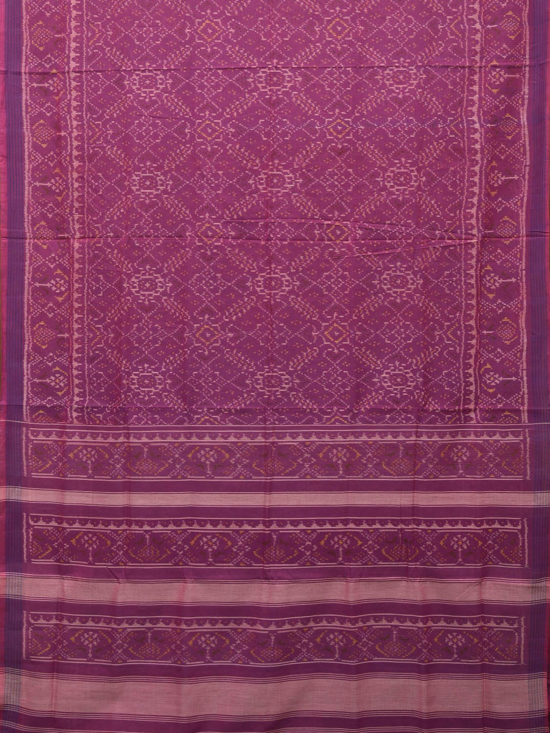 Purple Pochampally Single Ikat Cotton Handloom Saree with Grill Design i0743