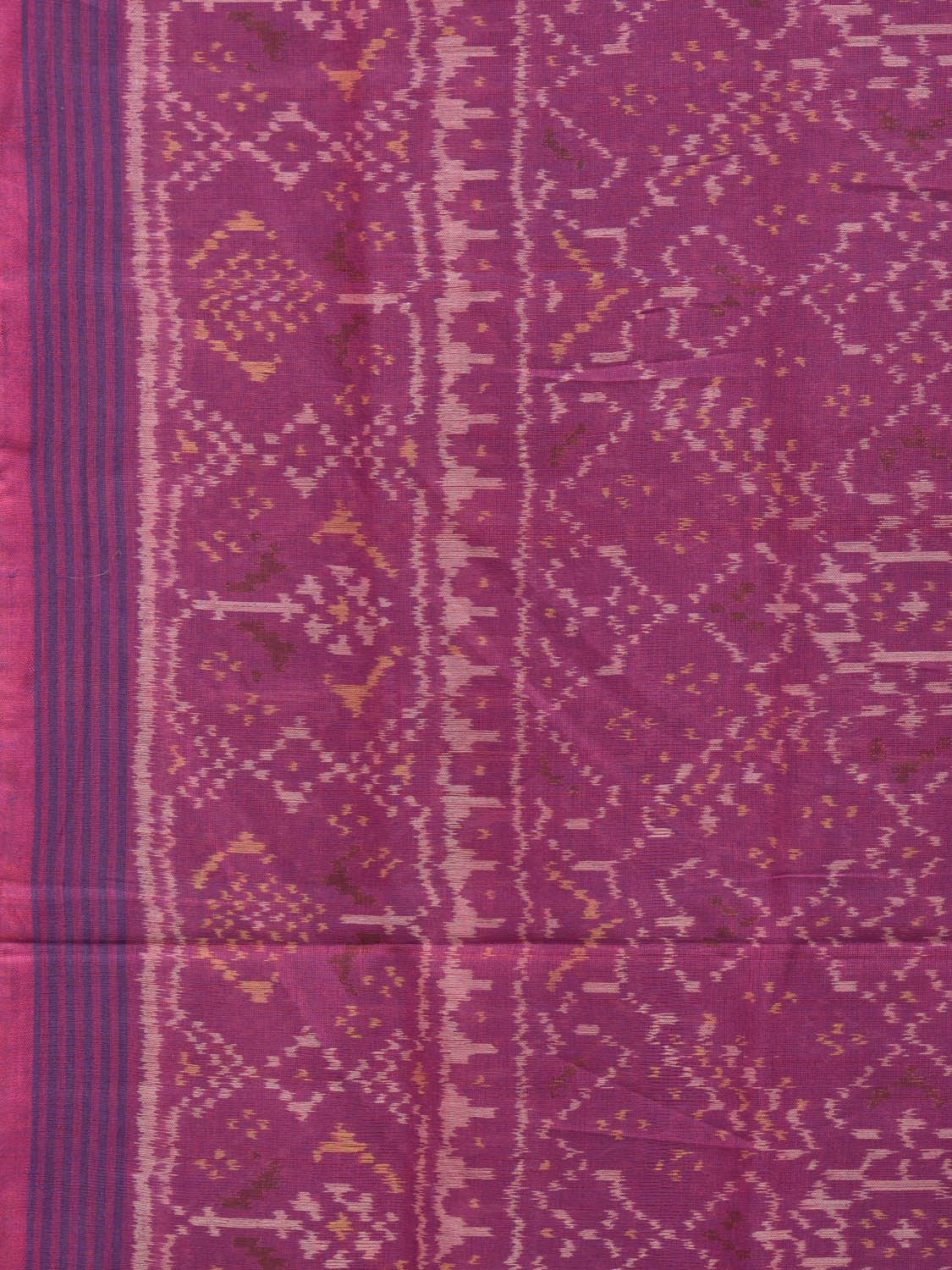 Purple Pochampally Single Ikat Cotton Handloom Saree with Grill Design i0743