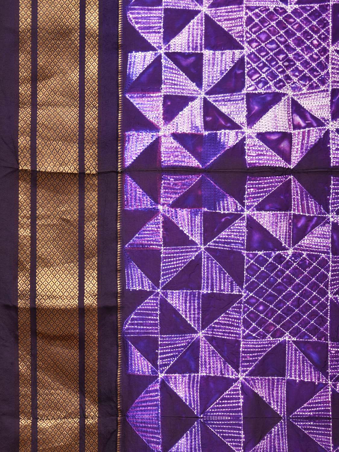 Purple Shibori Paithani Silk Handloom Saree with Geometrical and Pallu Design o0406