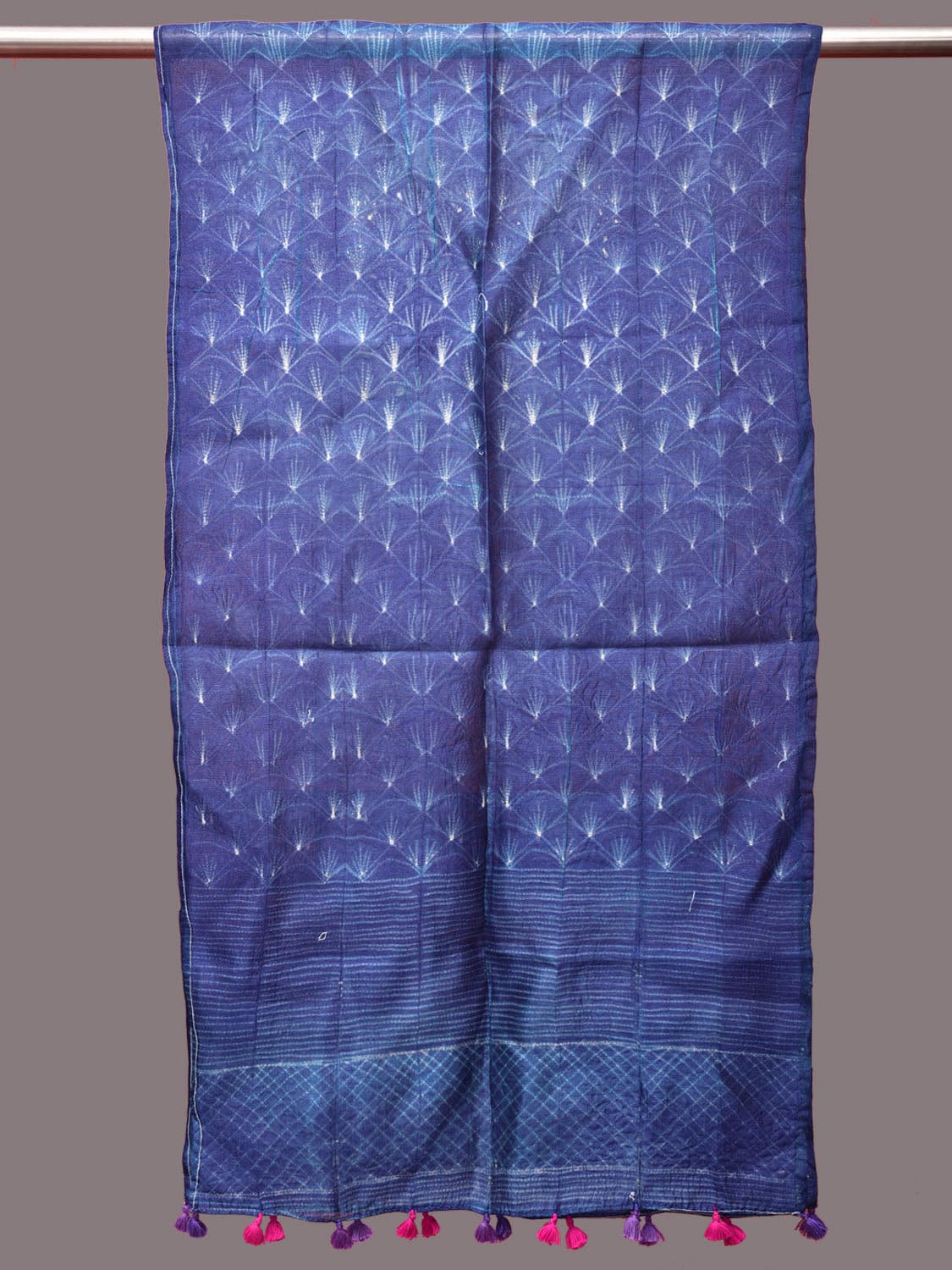 Purple Shibori Tussar Handloom Stole with Sea Shell Design ds3232