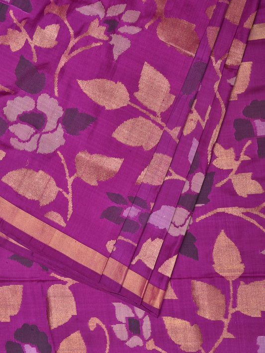 Purple Uppada Silk Handloom Saree with All Over Floral Design u2104