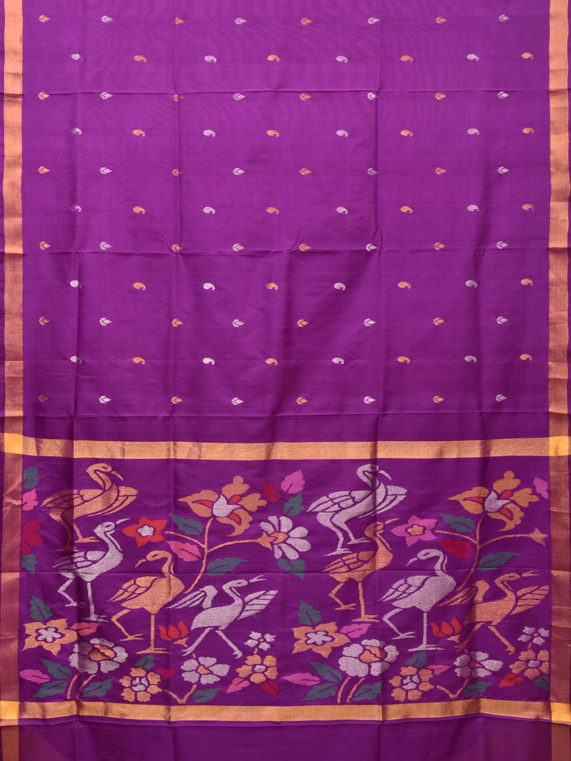 Purple Uppada Silk Handloom Saree with Bird and Floral Pallu Design u2000