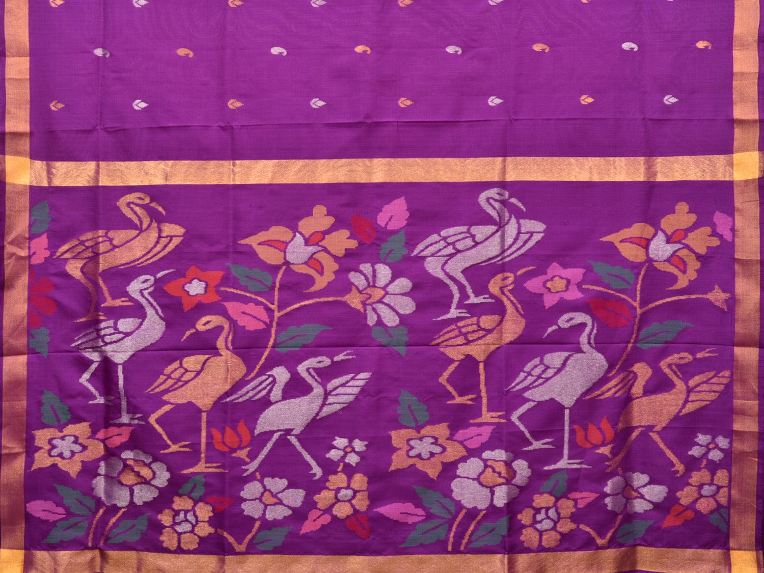 Purple Uppada Silk Handloom Saree with Bird and Floral Pallu Design u2000