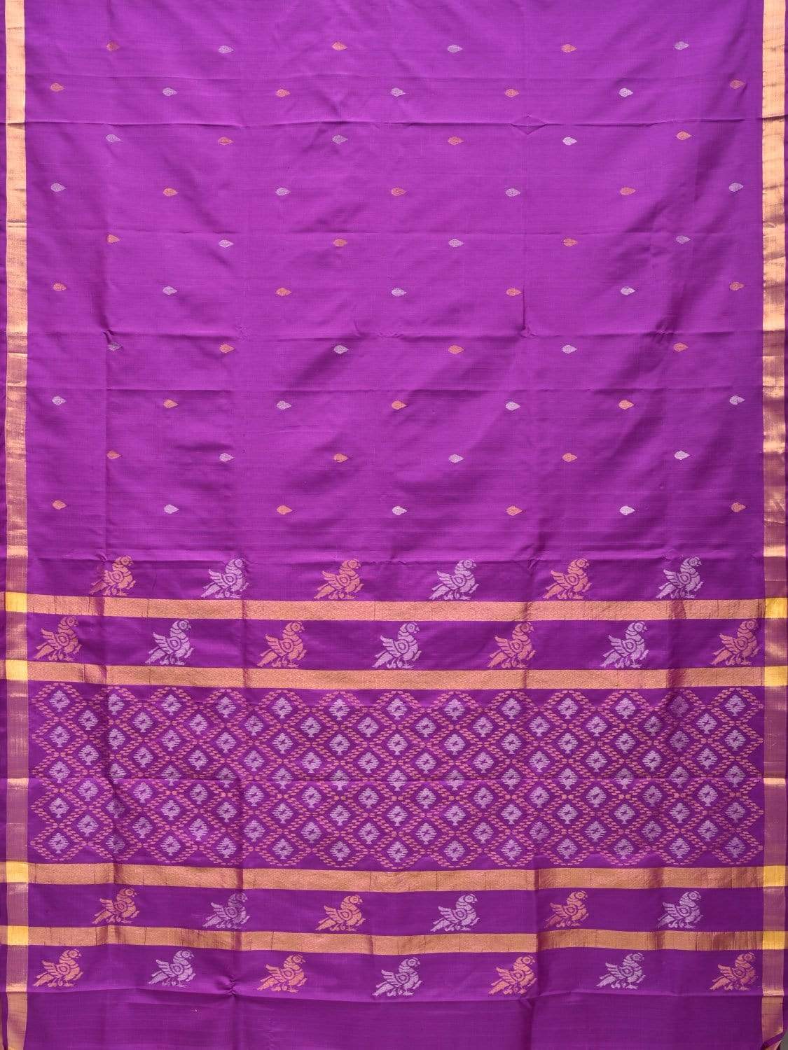 Purple Uppada Silk Handloom Saree with Birds and Jamdani Pallu Design u1678