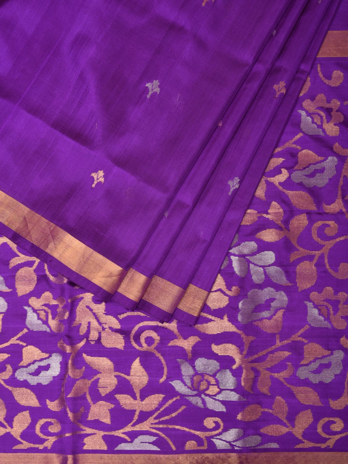 Purple Uppada Silk Handloom Saree with Floral Pallu Design u2032