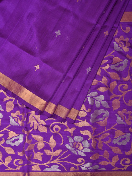 Purple Uppada Silk Handloom Saree with Floral Pallu Design u2032