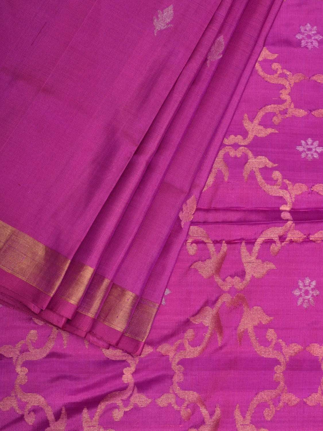 Purple Uppada Silk Handloom Saree with Grill Pallu Design u1742