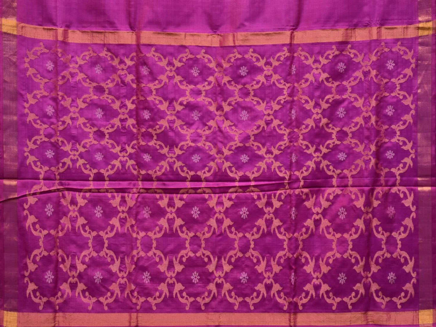 Purple Uppada Silk Handloom Saree with Grill Pallu Design u1742