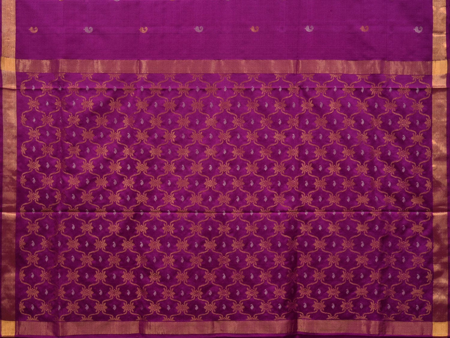 Purple Uppada Silk Handloom Saree with Grill Pallu Design u1927