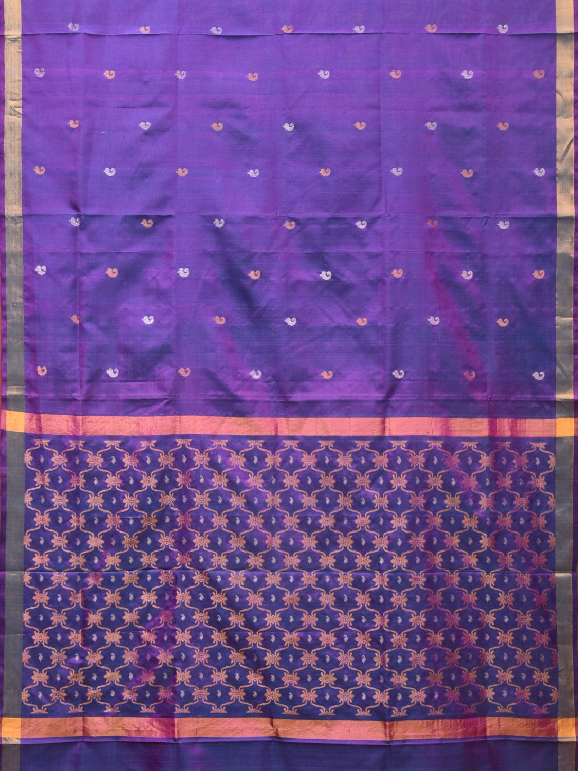 Purple Uppada Silk Handloom Saree with Grill Pallu Design u2090