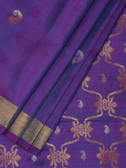 Purple Uppada Silk Handloom Saree with Grill Pallu Design u2090