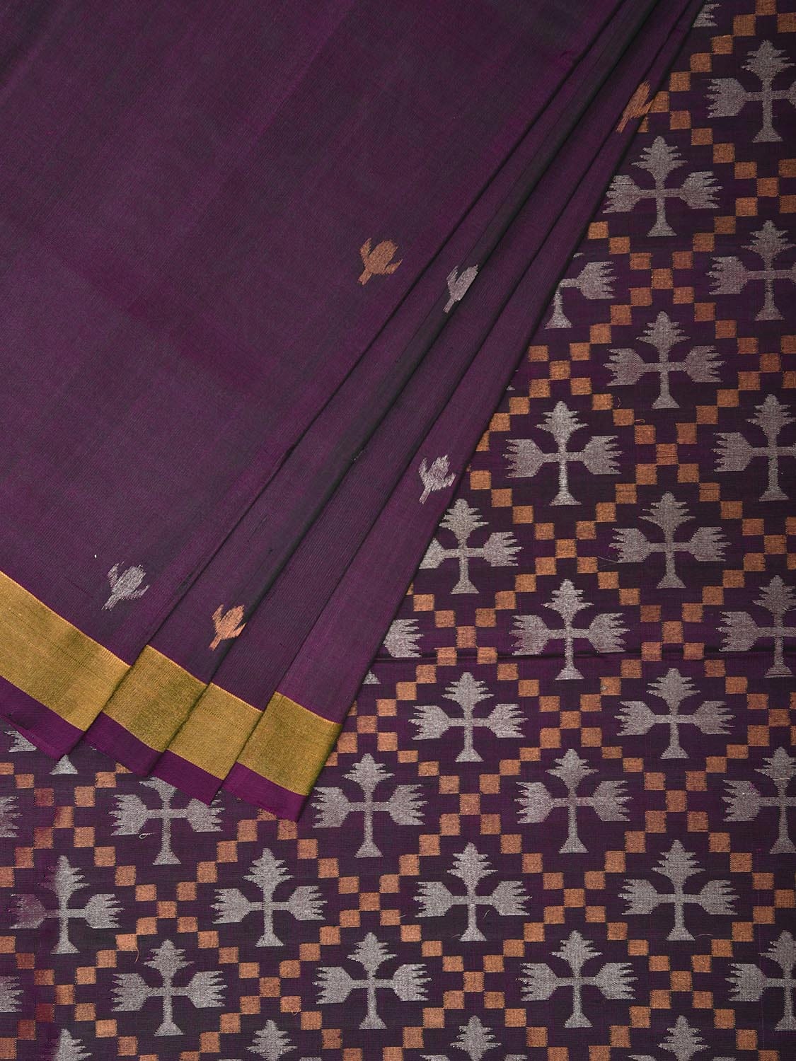 Purple Uppada Silk Handloom Saree with Jamdani Pallu Design u2297