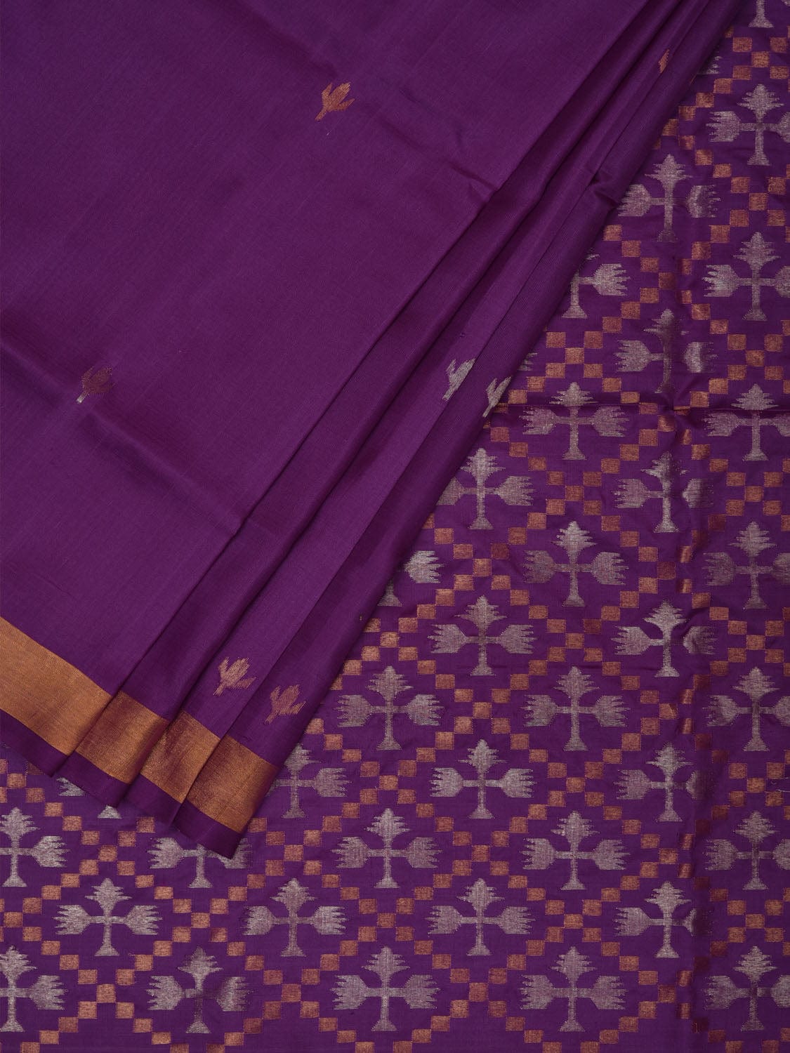 Purple Uppada Silk Handloom Saree with Karpur Pallu Design u1969