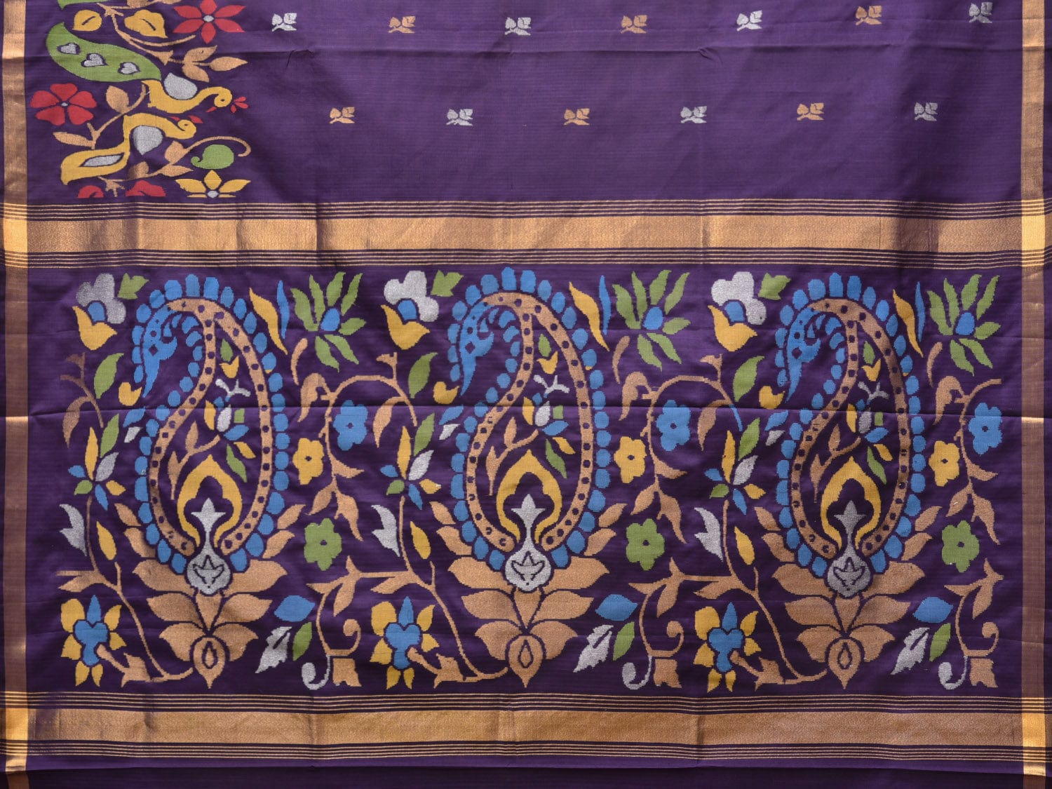 Purple Uppada Silk Handloom Saree with One Side Peacock Border and Mango Pallu Design u2175