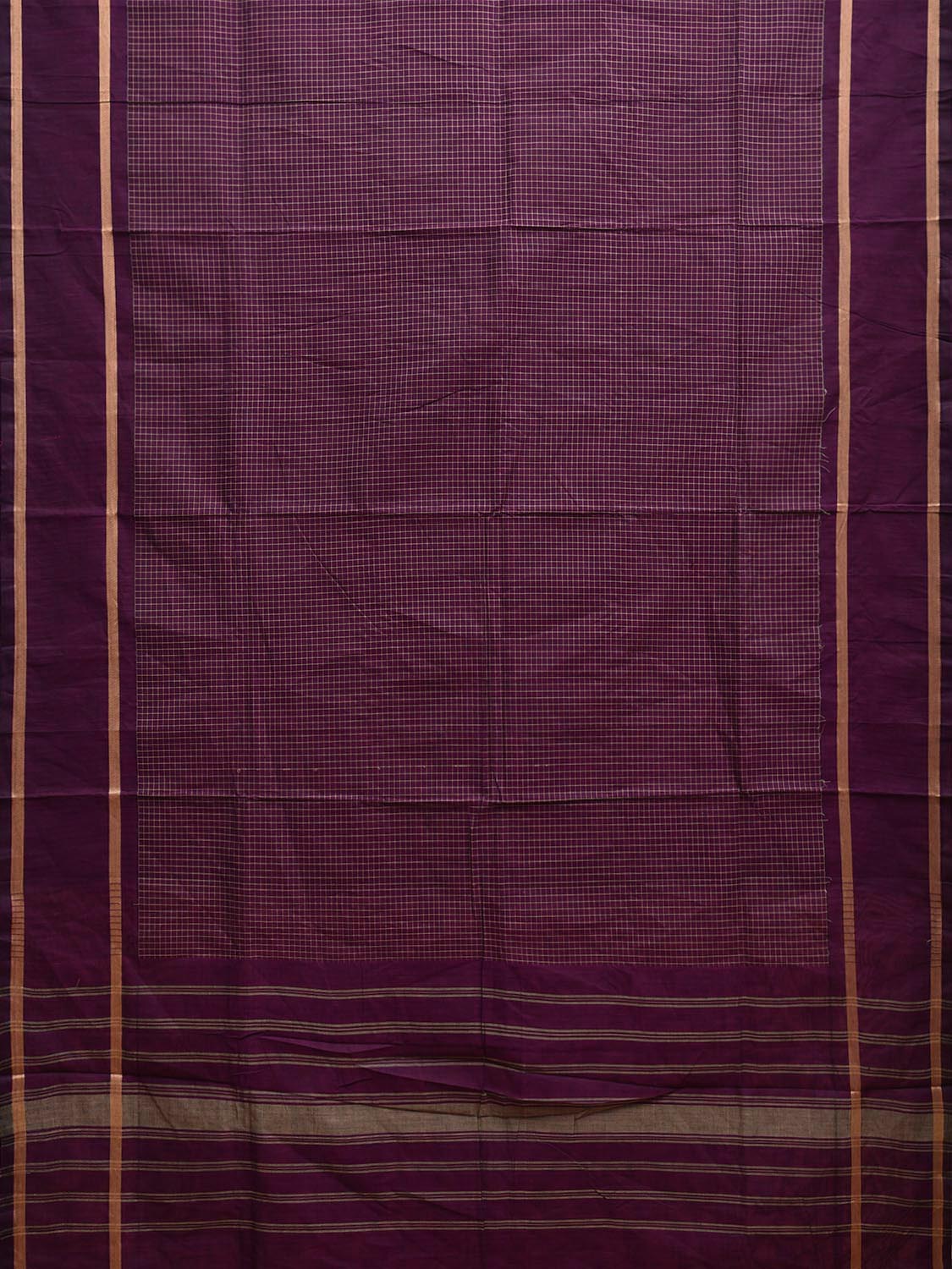 Purple Venkatagiri Cotton Saree with Checks and Strips Pallu Design v0079