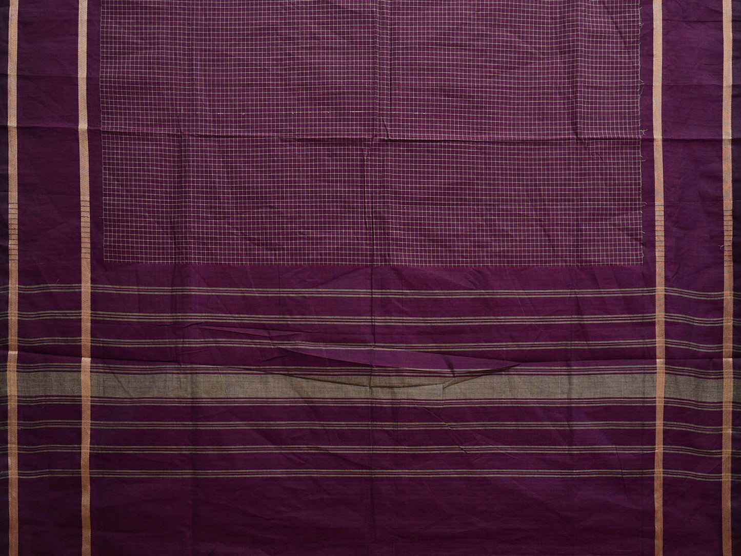 Purple Venkatagiri Cotton Saree with Checks and Strips Pallu Design v0079