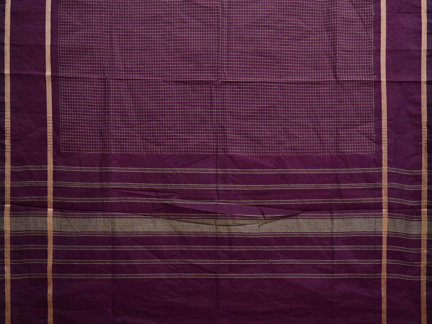 Purple Venkatagiri Cotton Saree with Checks and Strips Pallu Design v0079