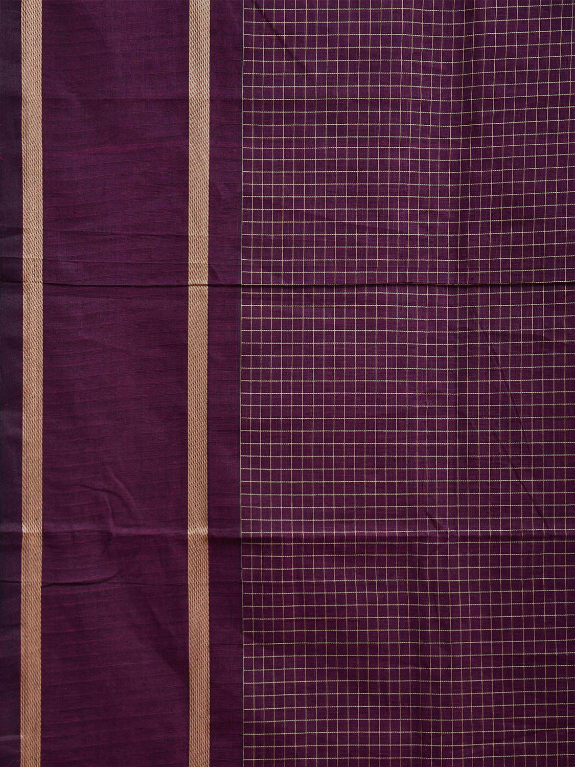 Purple Venkatagiri Cotton Saree with Checks and Strips Pallu Design v0079
