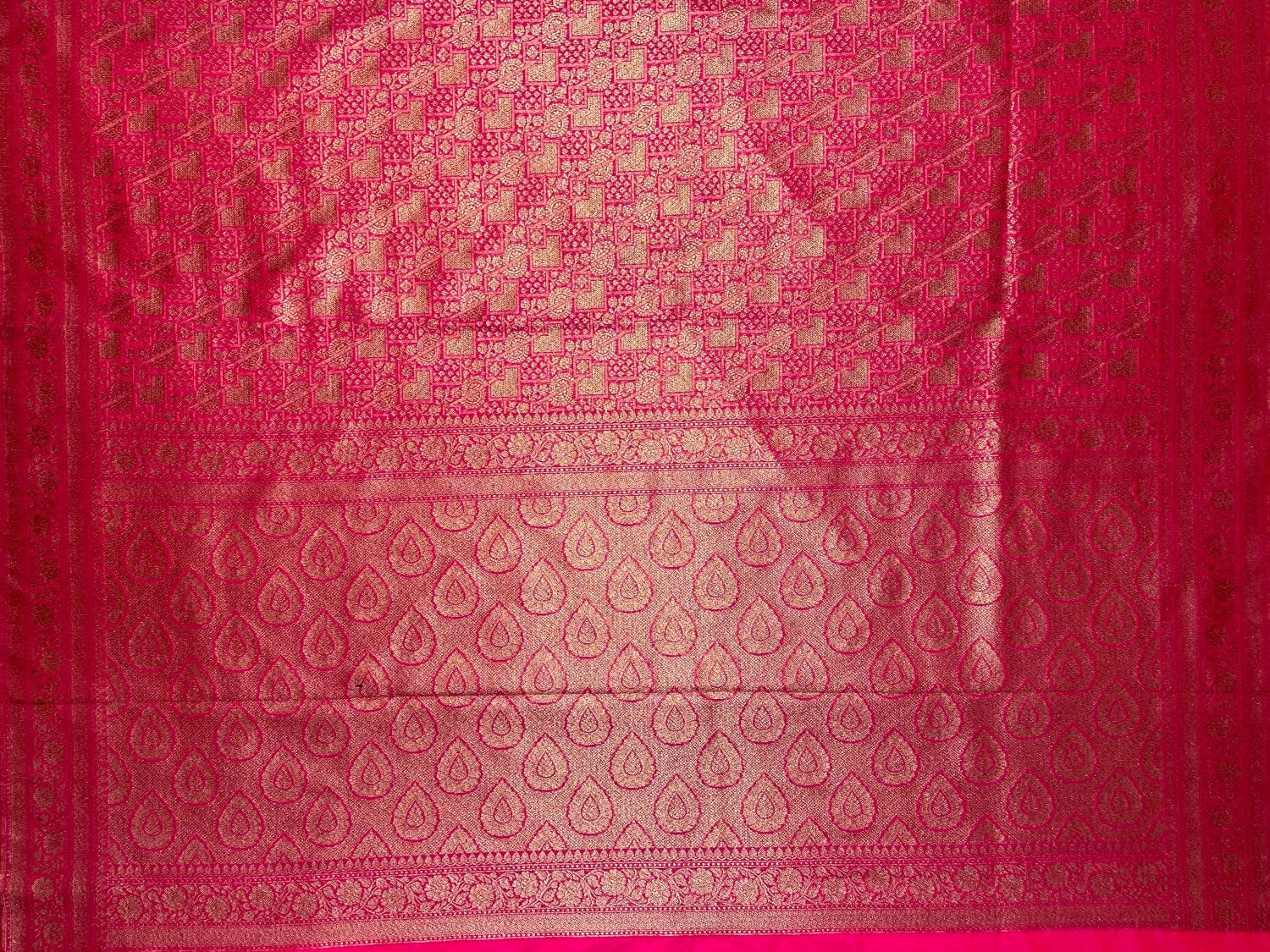 Rani Pink Antique  Zari Banaras Katan Intricate Allover Brocade Saree with  Border and Pallu Design b0312ds