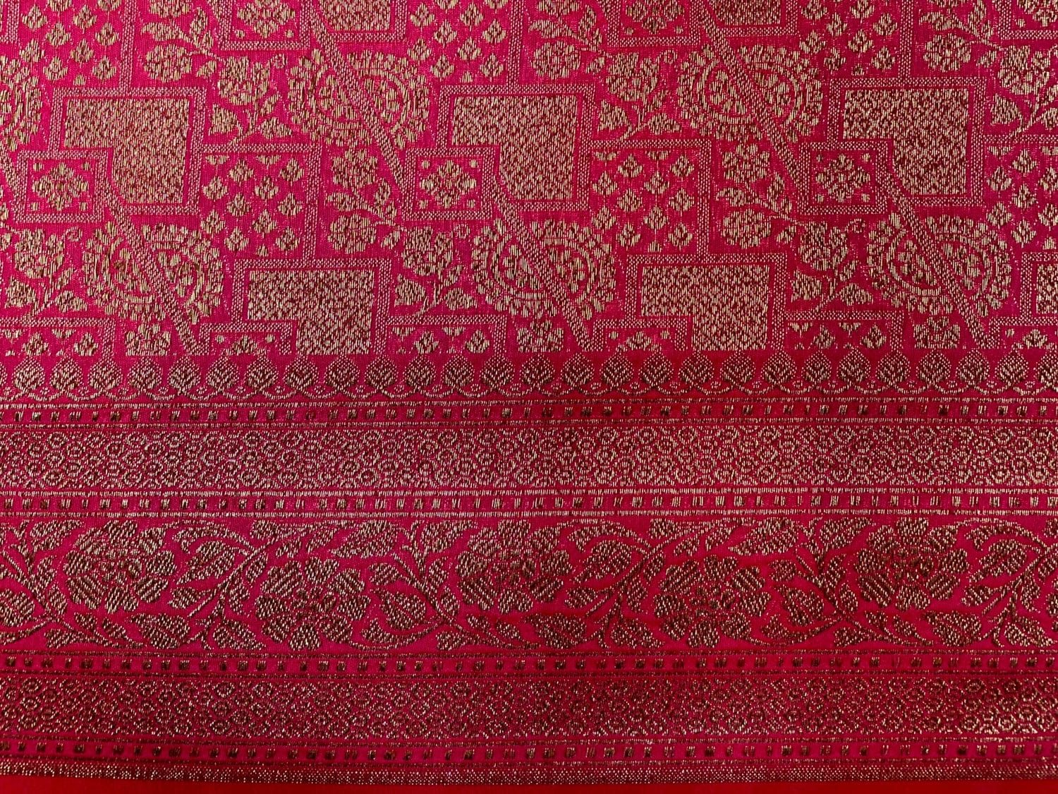 Rani Pink Antique  Zari Banaras Katan Intricate Allover Brocade Saree with  Border and Pallu Design b0312ds