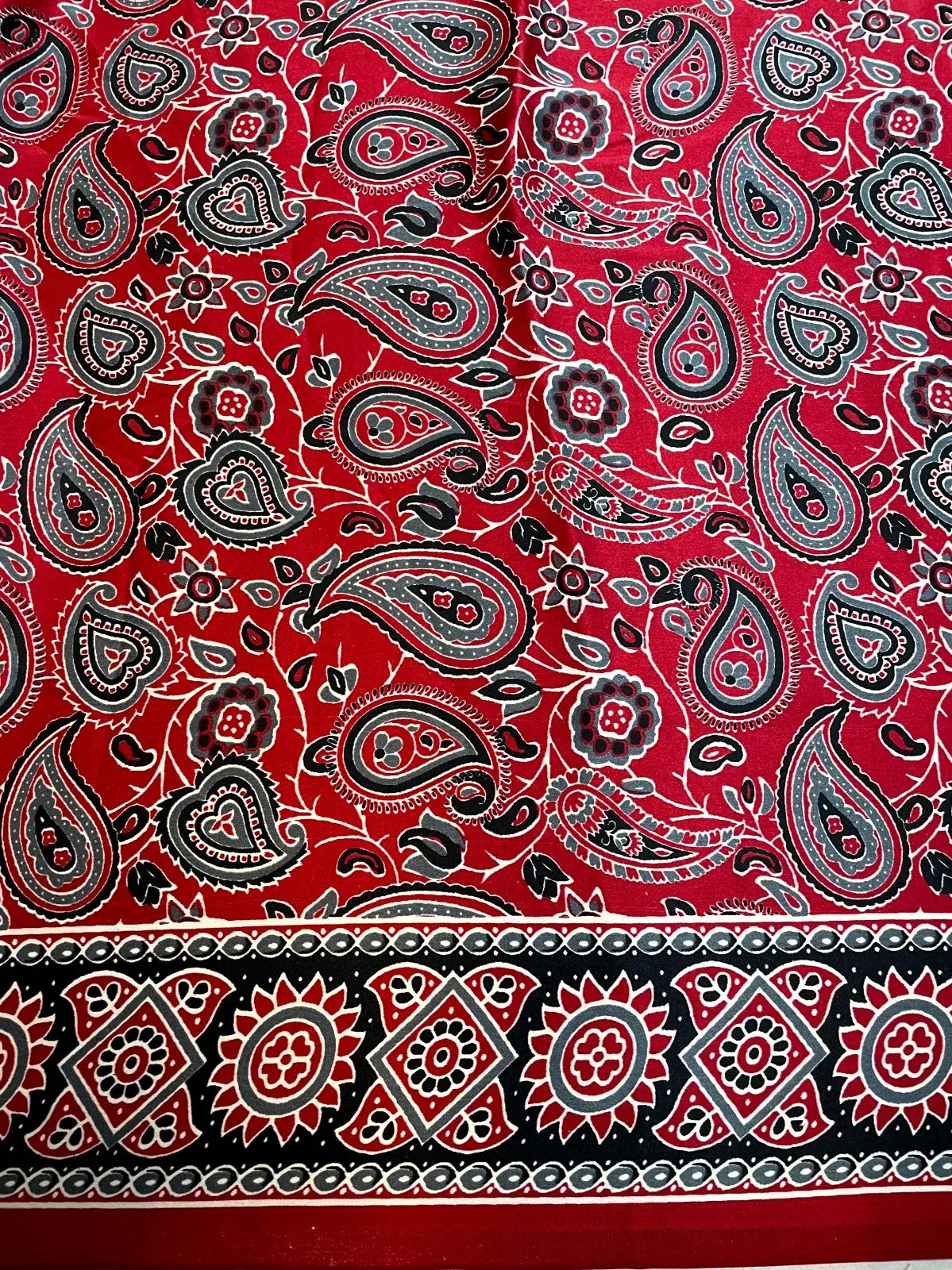 Red Ajrakh Print Saree with Floral Design pr0053ap