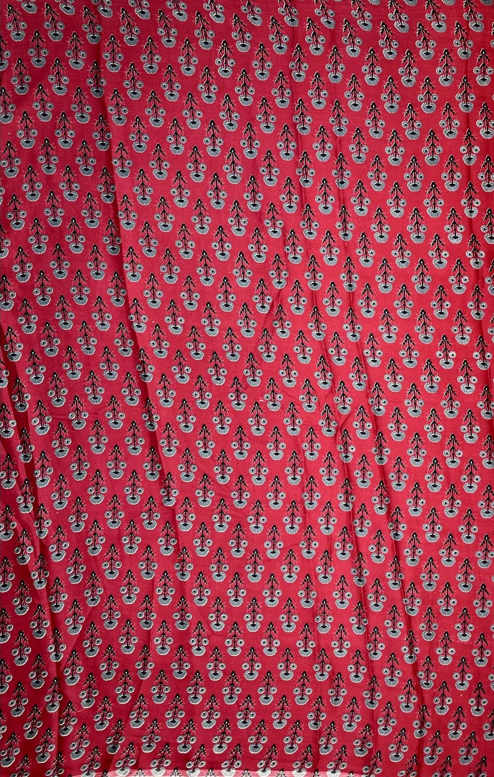 Red Ajrakh Print Saree with Floral Design pr0053ap