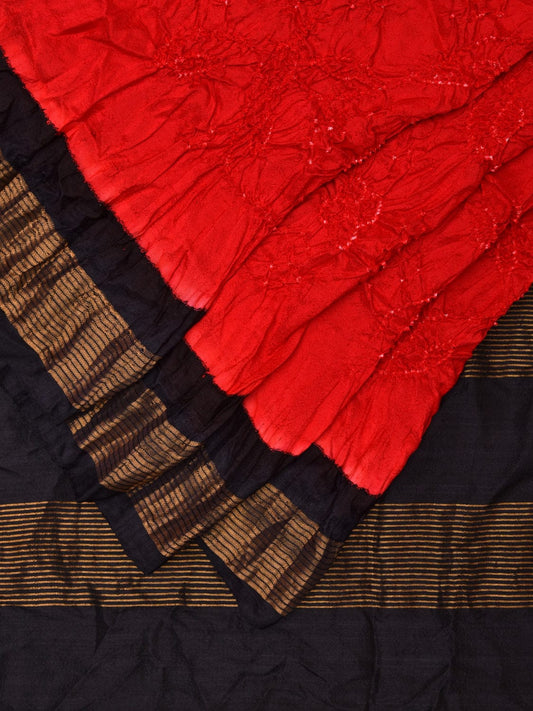 Red and Black Bandhani Gadwal Silk Handloom Saree with Tissue Pallu bn0500