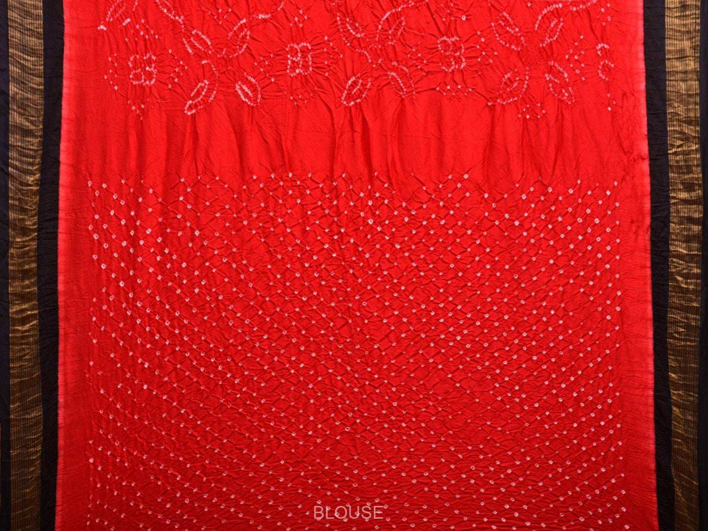 Red and Black Bandhani Gadwal Silk Handloom Saree with Tissue Pallu bn0500