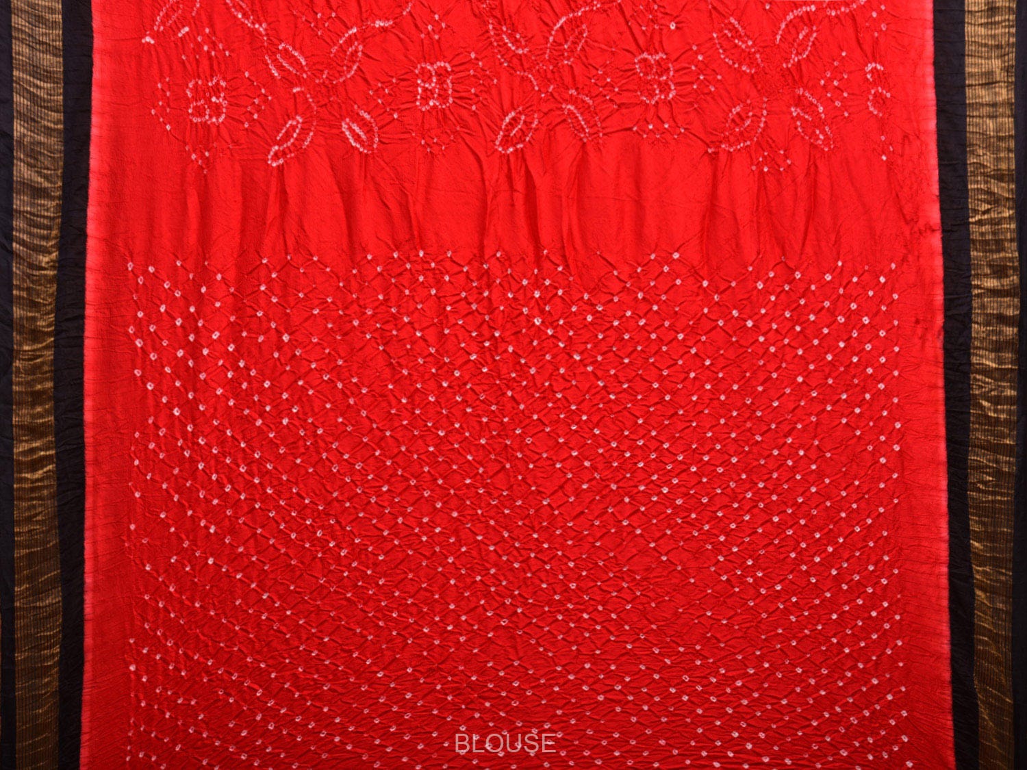 Red and Black Bandhani Gadwal Silk Handloom Saree with Tissue Pallu bn0500