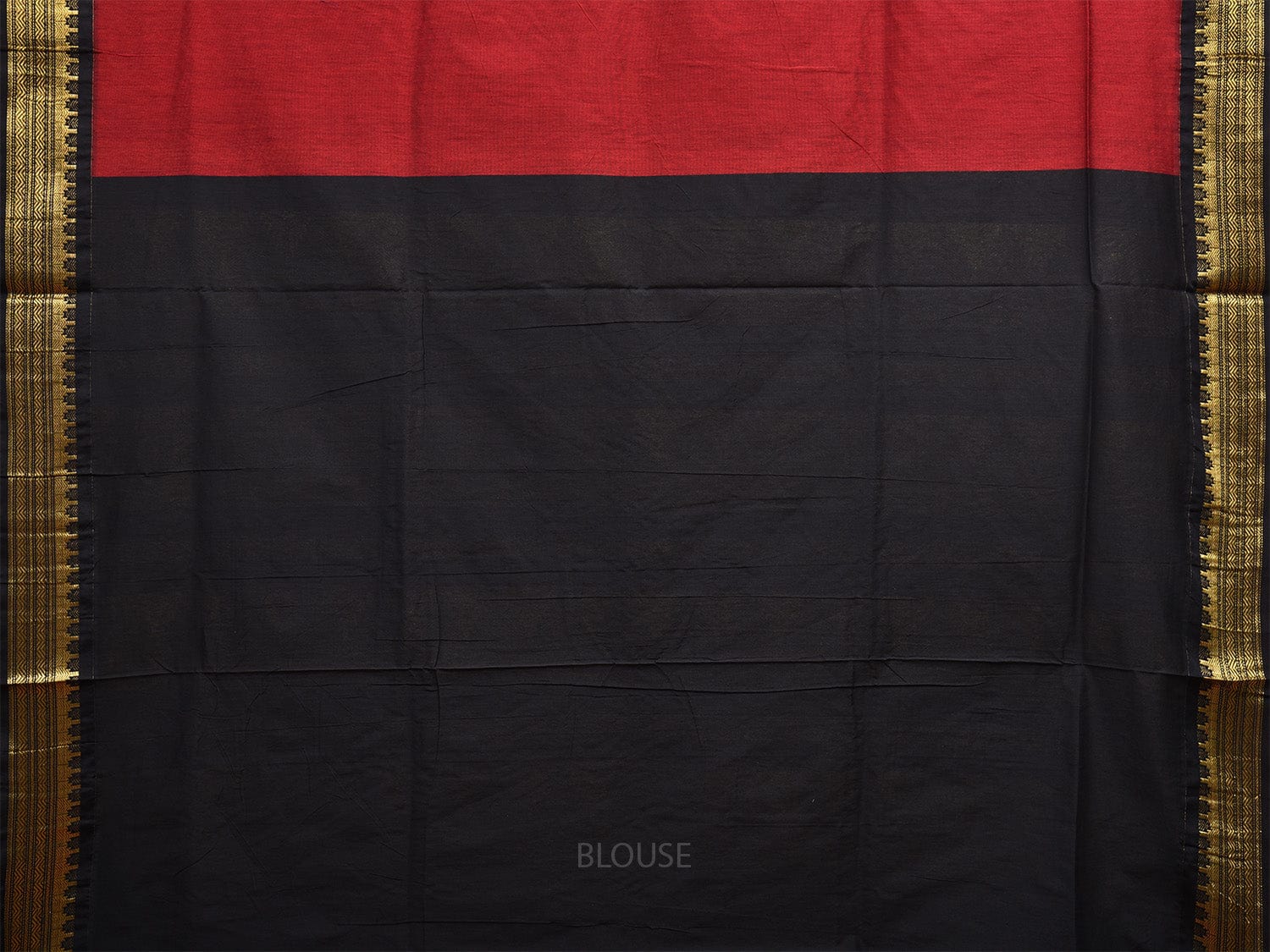 Red and Black Gadwal Cotton Saree with Pallu and Border Design g0423