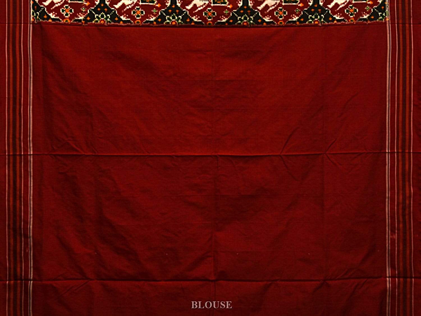 Red and Black Pochampally Double Ikat Silk Handloom Saree with Elephants Design i0587