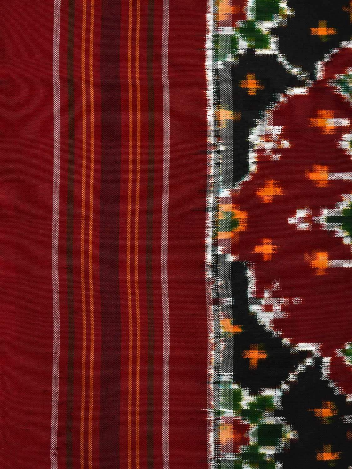 Red and Black Pochampally Double Ikat Silk Handloom Saree with Elephants Design i0587