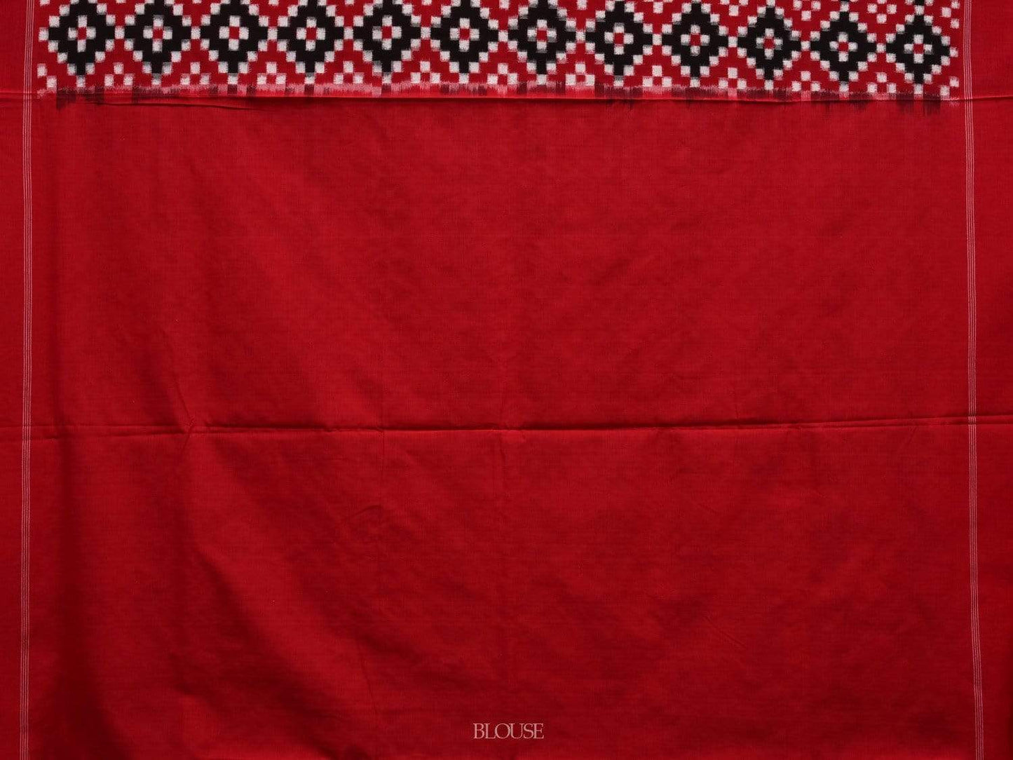 Red and Black Pochampally Ikat Cotton Handloom Saree with Grill Design i0615
