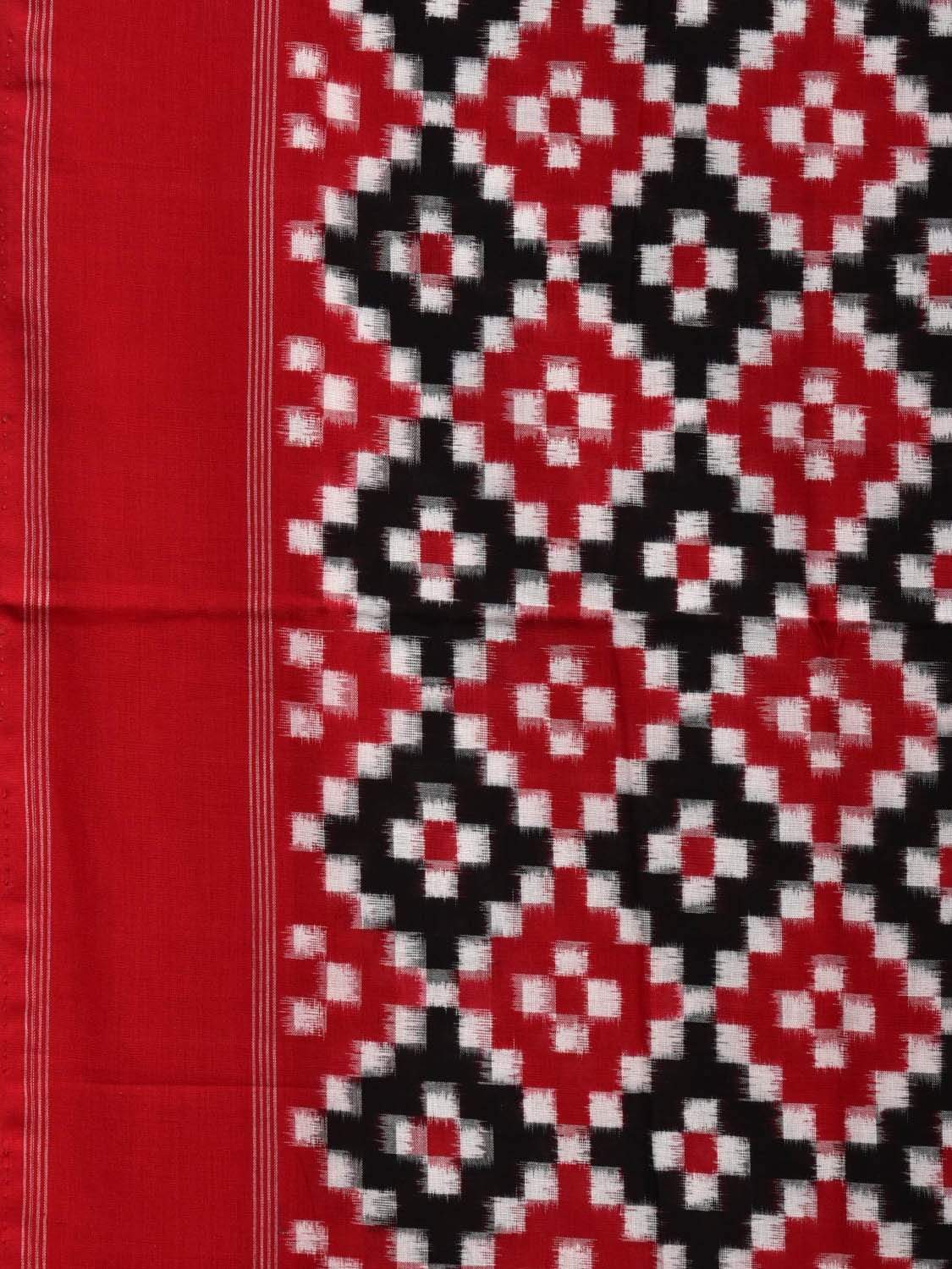 Red and Black Pochampally Ikat Cotton Handloom Saree with Grill Design i0615