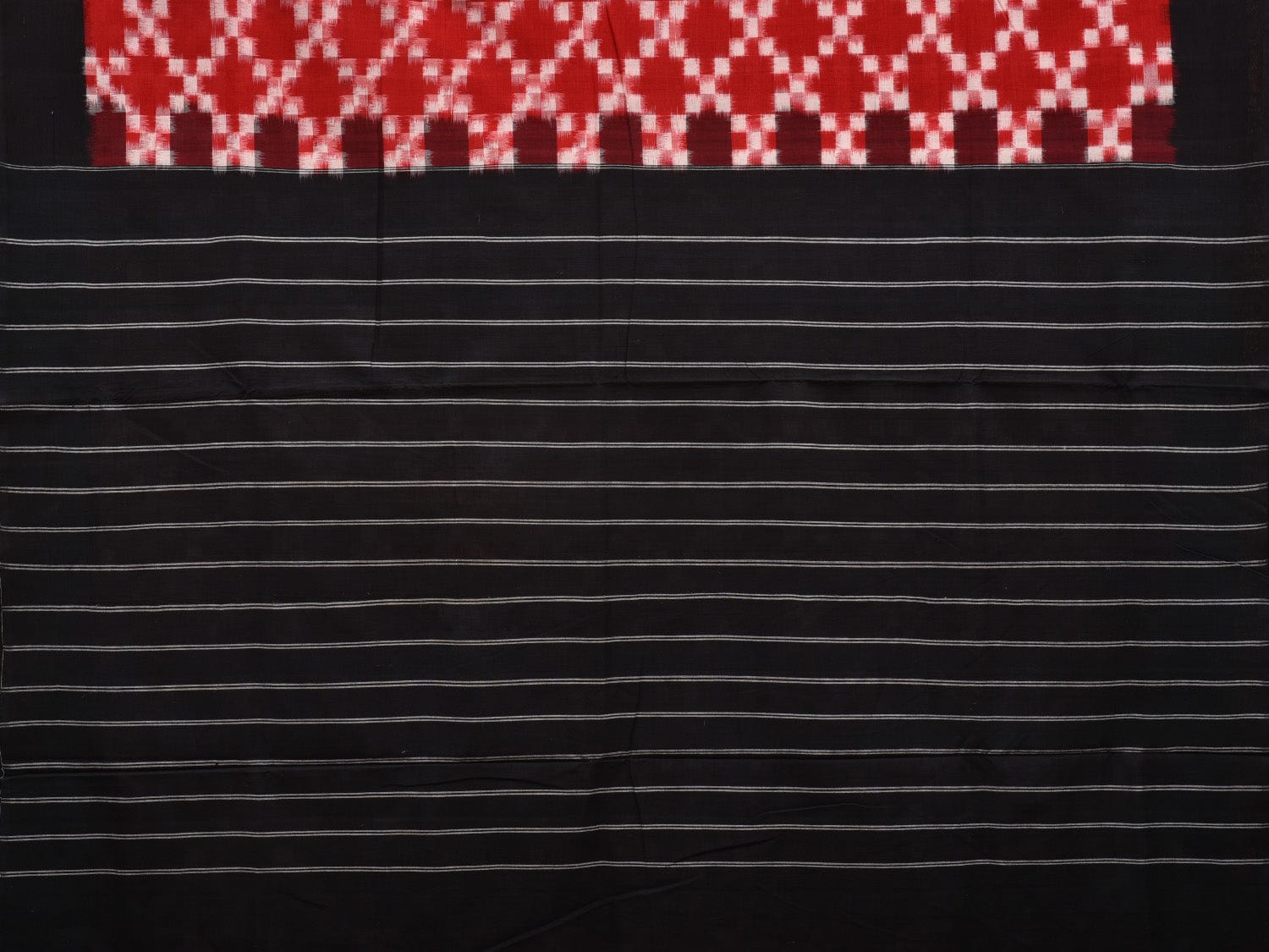 Red and Black Pochampally Ikat Cotton Handloom Saree with Grill Design i0707