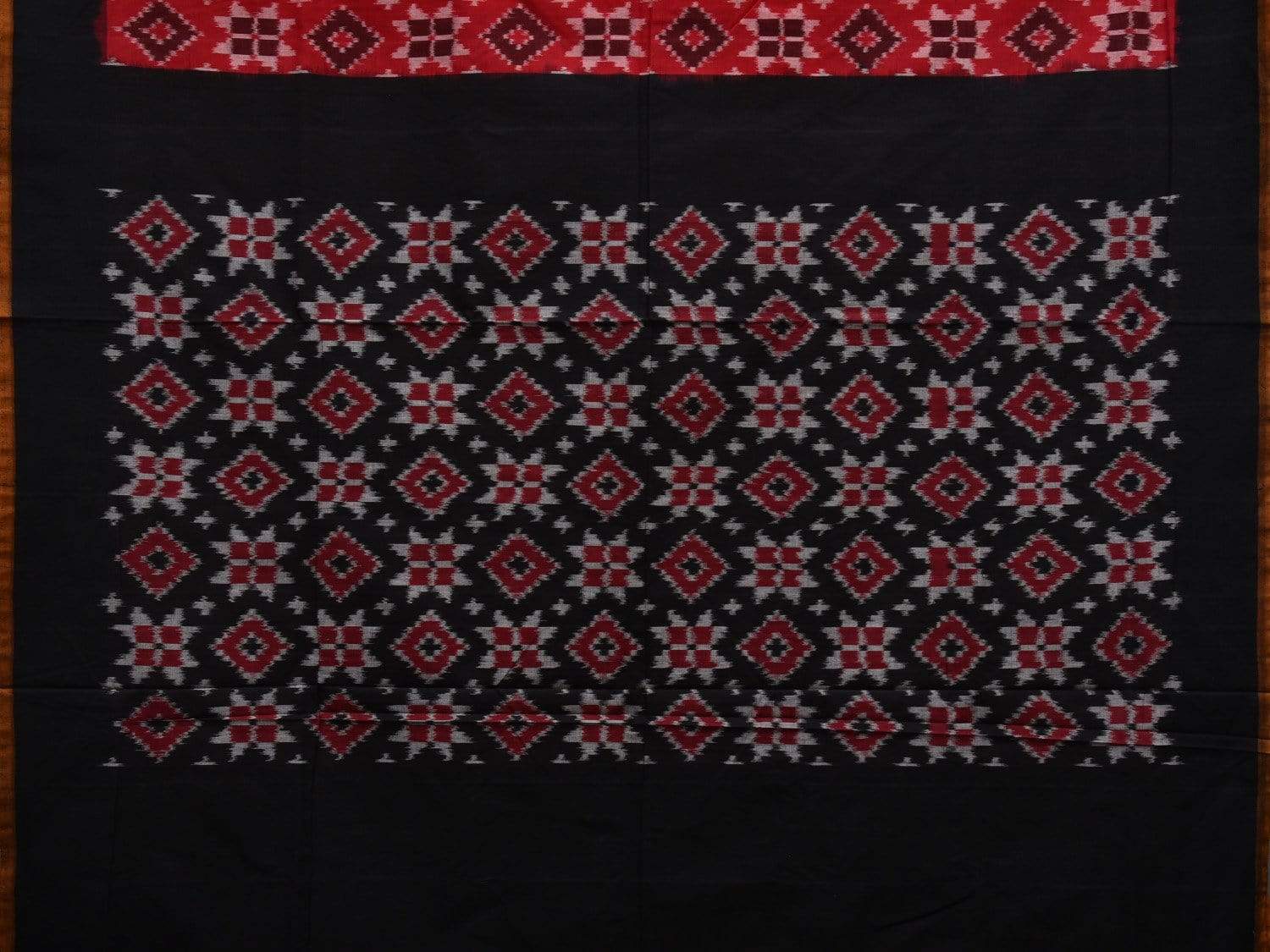 Red and Black Pochampally Ikat Cotton Handloom Saree with Telia Design i0619