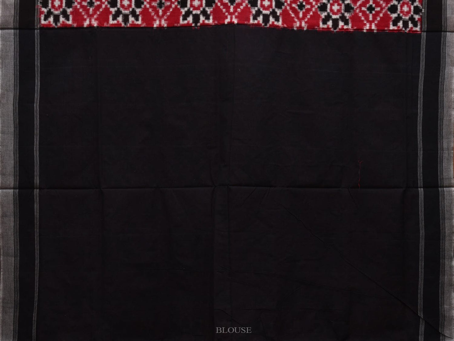 Red and Black Pochampally Ikat Cotton Handloom Saree with Telia Design i0670