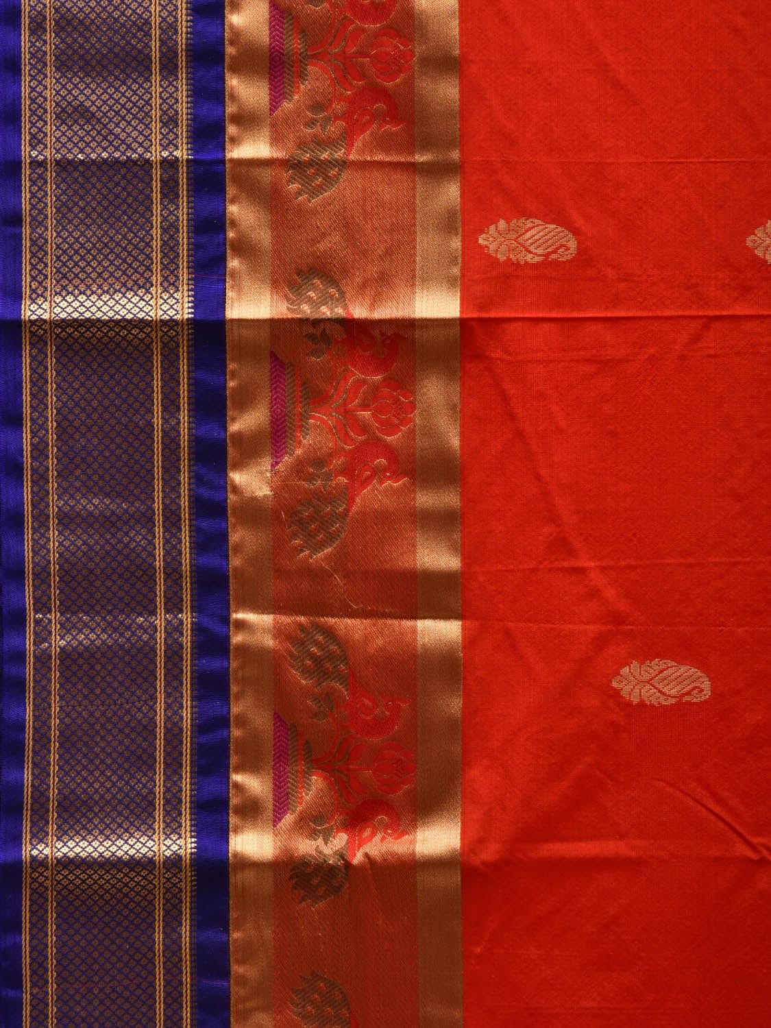 Red and Blue Paithani Silk Handloom Saree with Border and Body Buta Design p0426