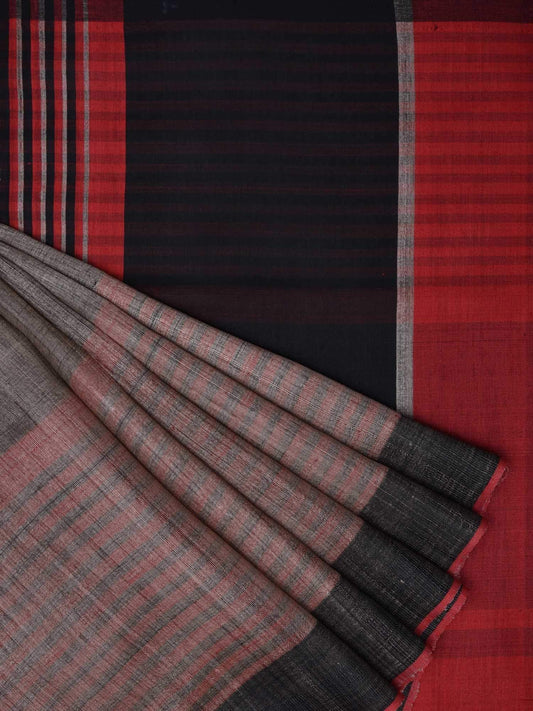 Red and Cream Tussar Handloom Saree with Geecha Pallu o0133