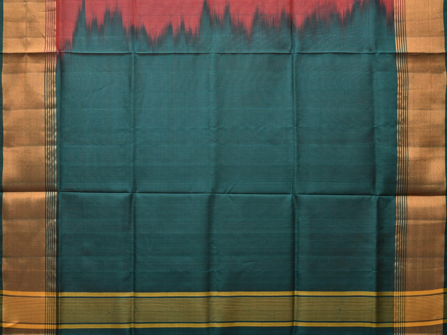 Red and Dark Green Uppada Silk Handloom Plain Saree with Contrast Pallu Design u2207