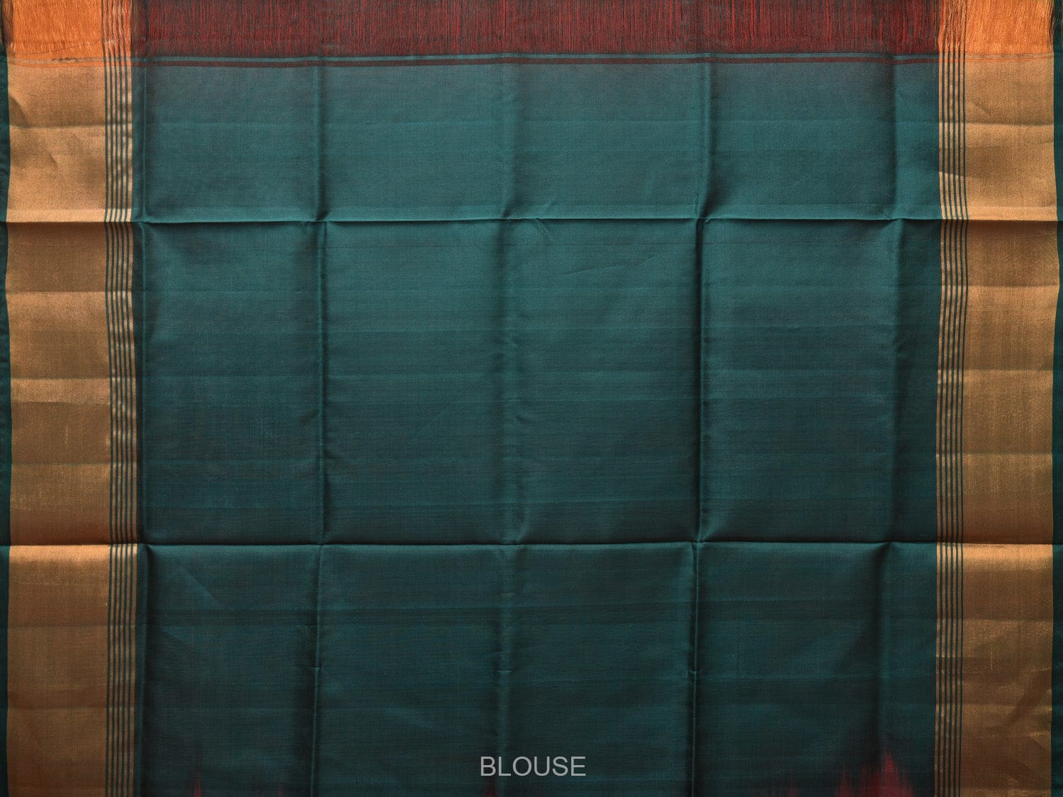 Red and Dark Green Uppada Silk Handloom Plain Saree with Contrast Pallu Design u2207
