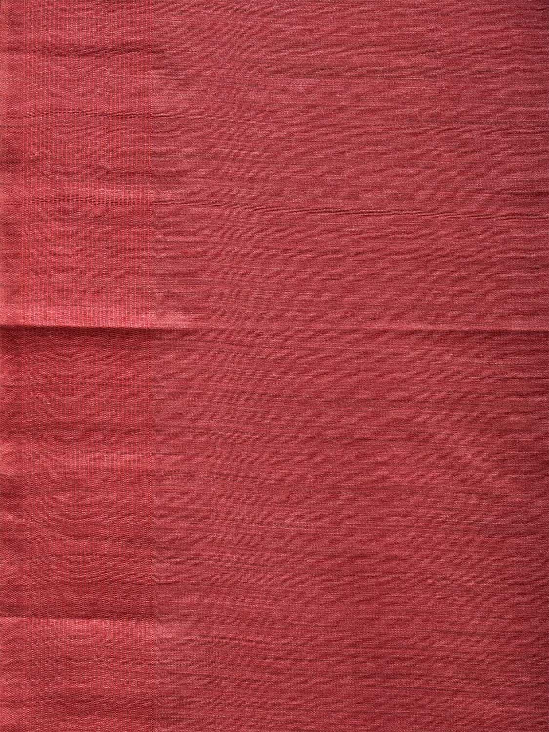Red and Grey Tussar Plain Saree with Strips Pallu Design o0565