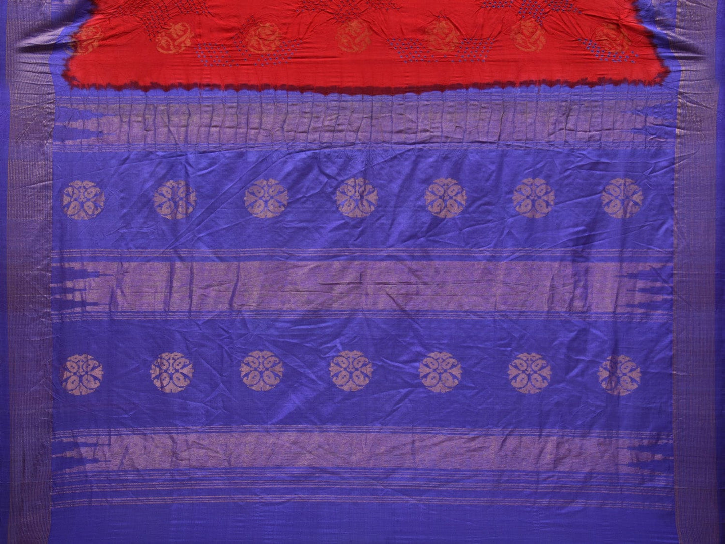Red and Lavender Bandhani Uppada Silk Handloom Saree with Nilambari Buta Design bn0363