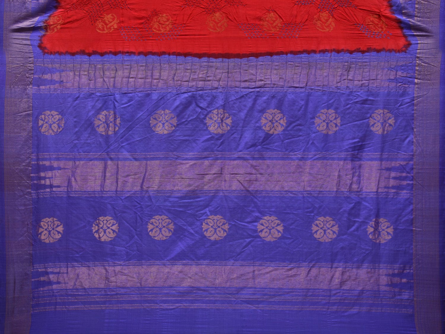 Red and Lavender Bandhani Uppada Silk Handloom Saree with Nilambari Buta Design bn0363